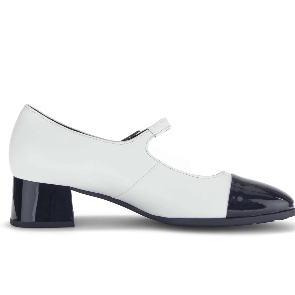 NWT GABOR US6 Mary Jane Block Heel Shoes Black White Leather Buckle - US 6 - Picture 4 of 16